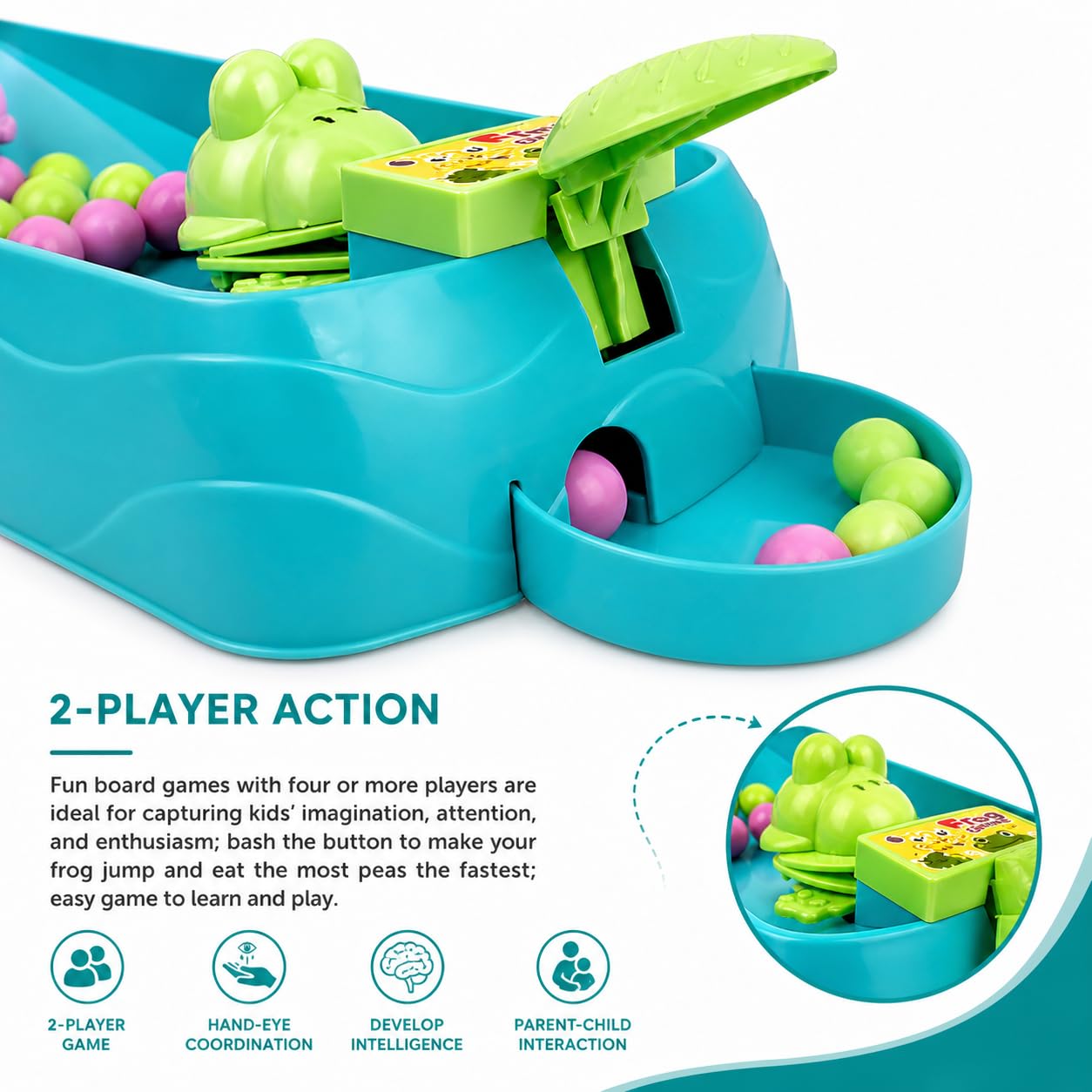 Hungry Frog Battle Board Game for Kids – 2 Player Family Indoor Brain BOOSTER Game