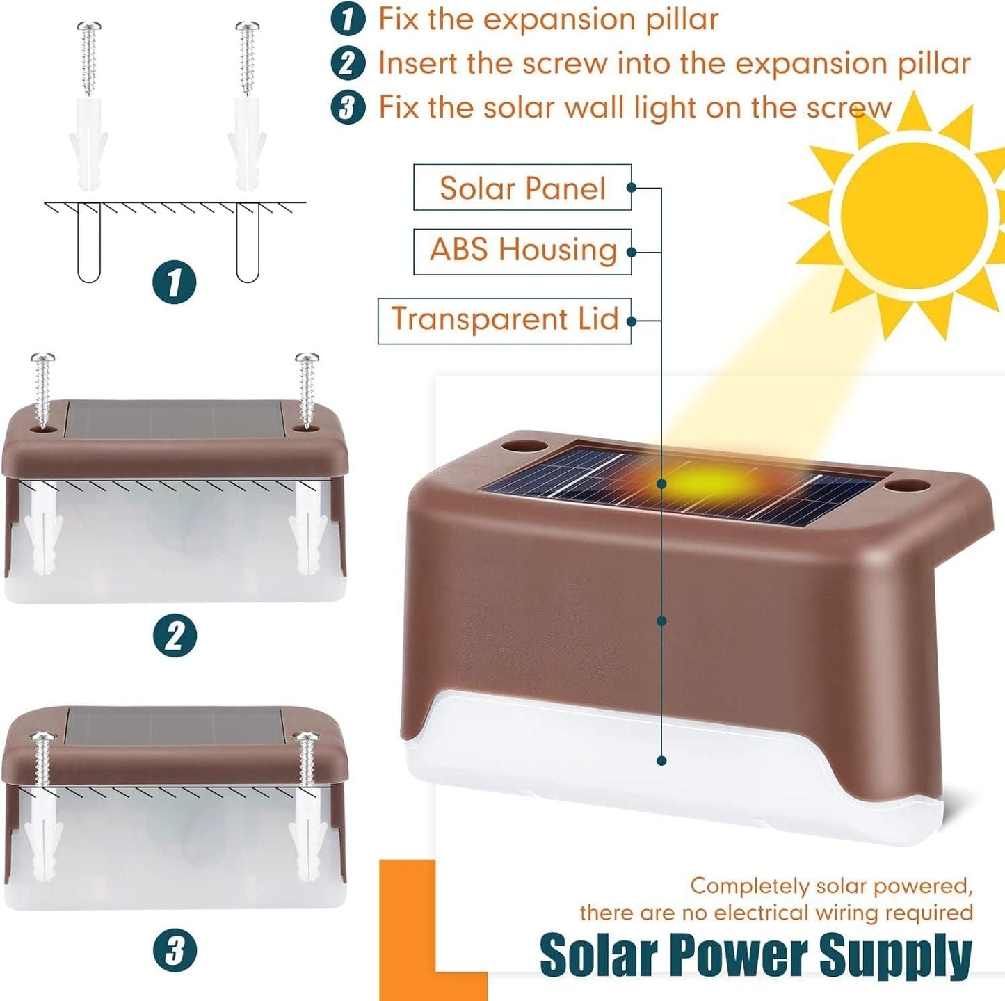 Solar Powered Waterproof Deck Lights for Outdoors