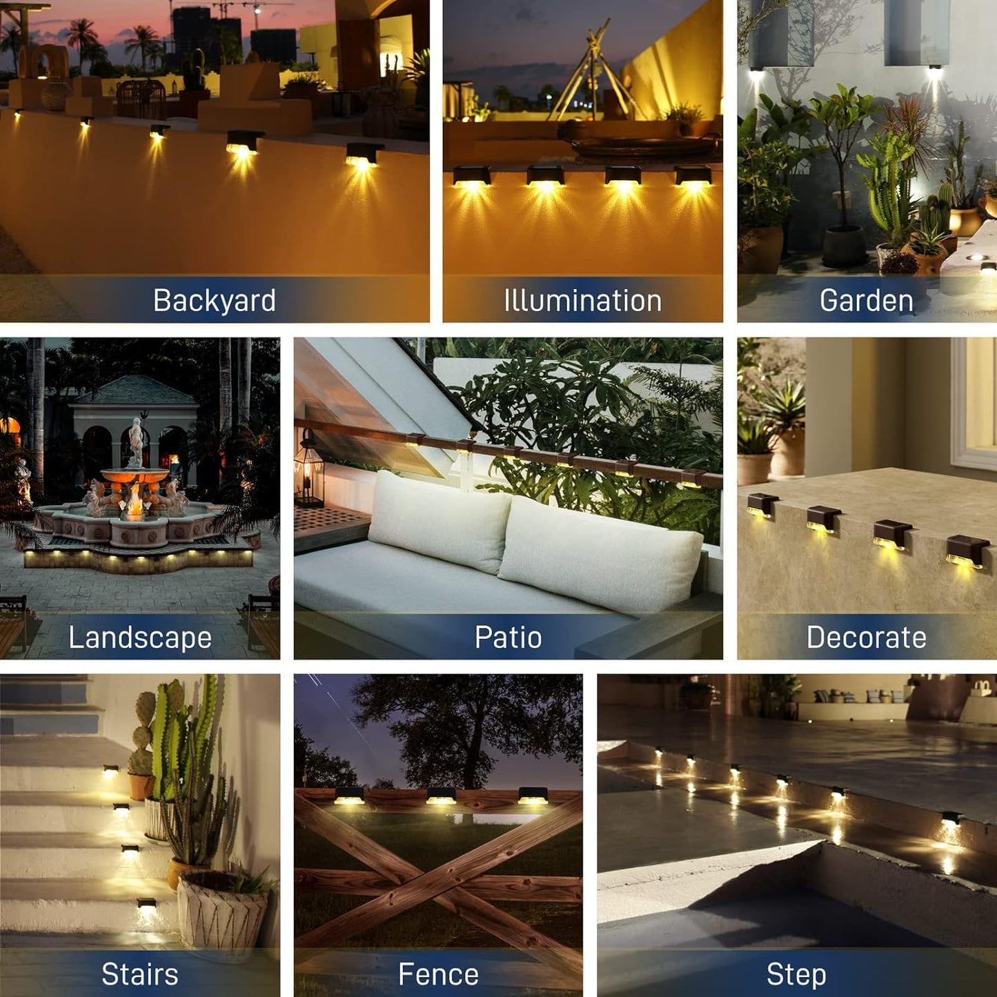 Solar Powered Waterproof Deck Lights for Outdoors