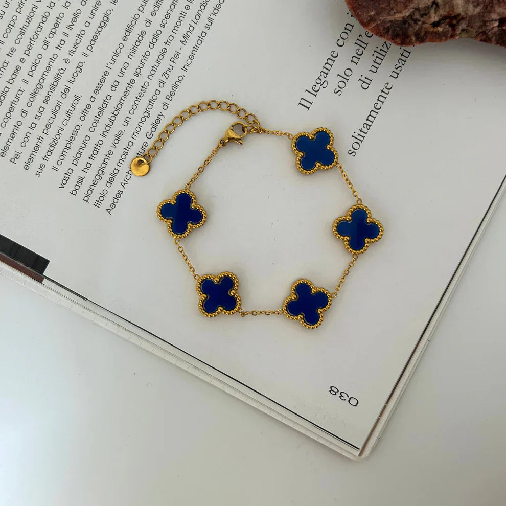 Flower Design Anti Tarnish Clover blue Bracelet