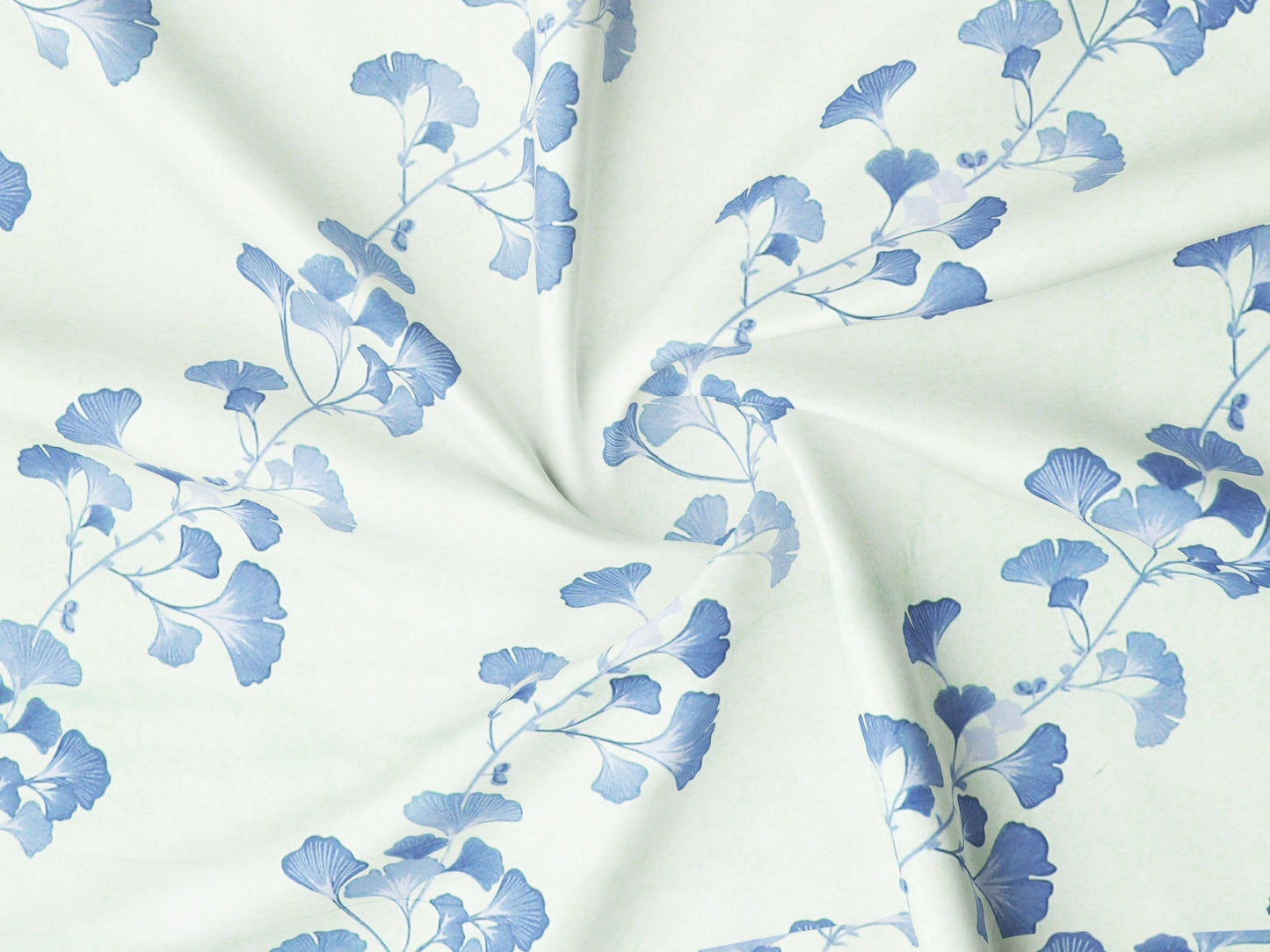 Blue & Green Floral Double Fitted (Elastic) Bedsheet with 2 Pillow Covers