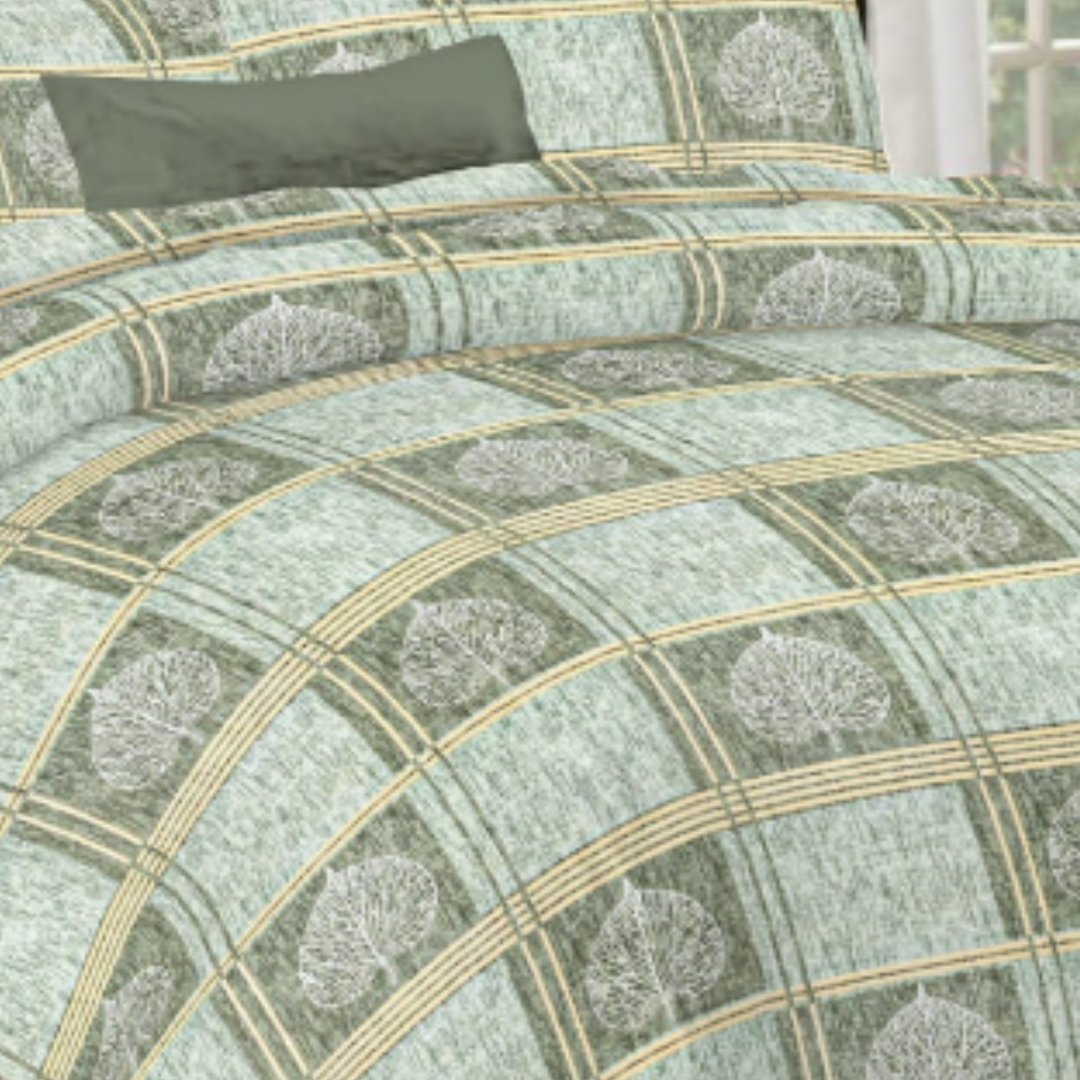 Green Floral Double Bed Bedsheet with 2 Pillow Covers