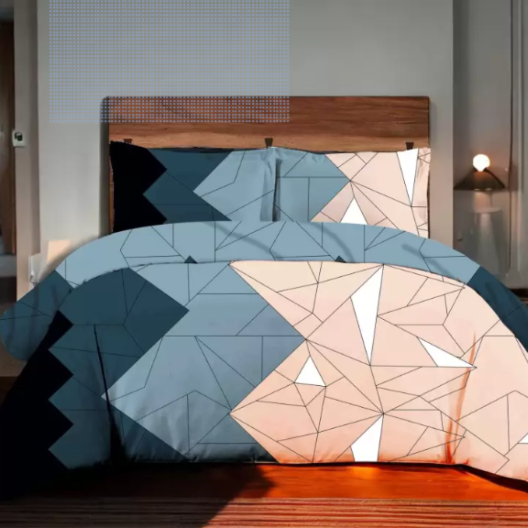 Cotton King 3D Printed Flat Bedsheet (Pack of 1, with 2 pillow cover
