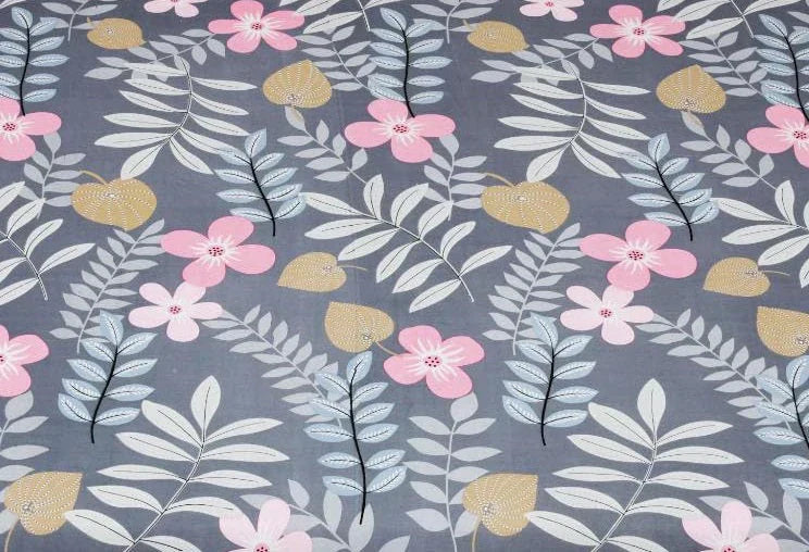 Multicolor Floral Cotton Blend Fitted (Elastic) Double Bedsheet with 2 Pillow Covers