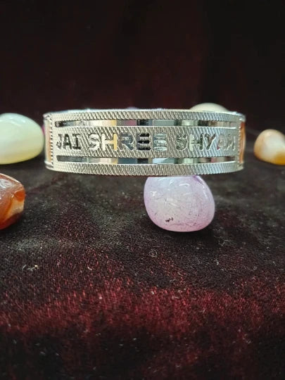 Divine Elegance Khatu Shyam Kada – Handmade & Silver-Plated