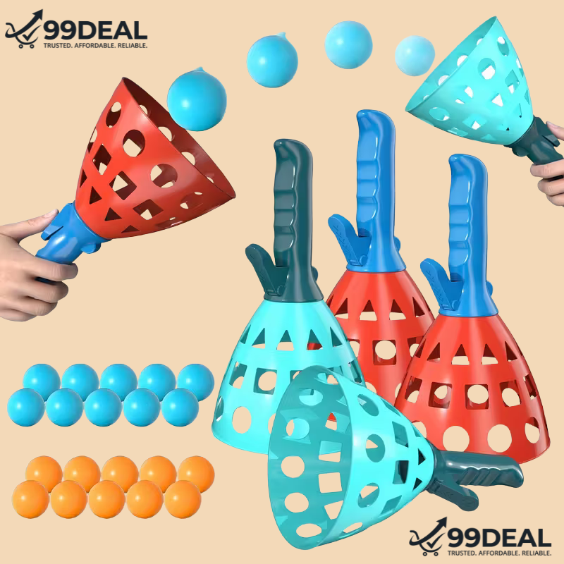 Kids Reaction Booster Play Kit – Fast Catch Action Game for Growing Champions | Dual Catch Cups & Soft Play Balls + GET FREE 6 BALL Extra, extra 6 boll