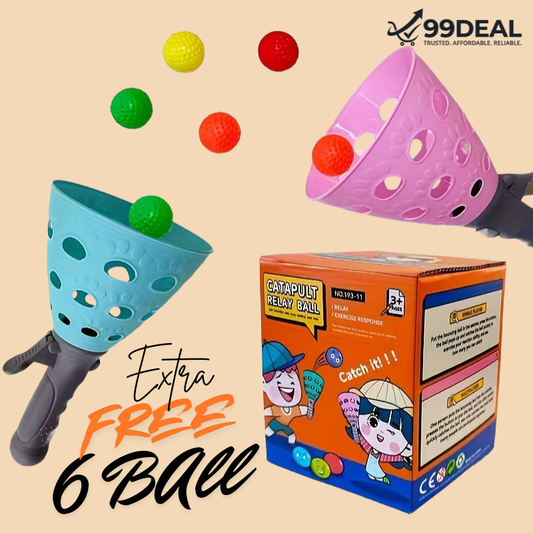 Kids Reaction Booster Play Kit – Fast Catch Action Game for Growing Champions | Dual Catch Cups & Soft Play Balls + GET FREE 6 BALL Extra, extra 6 boll