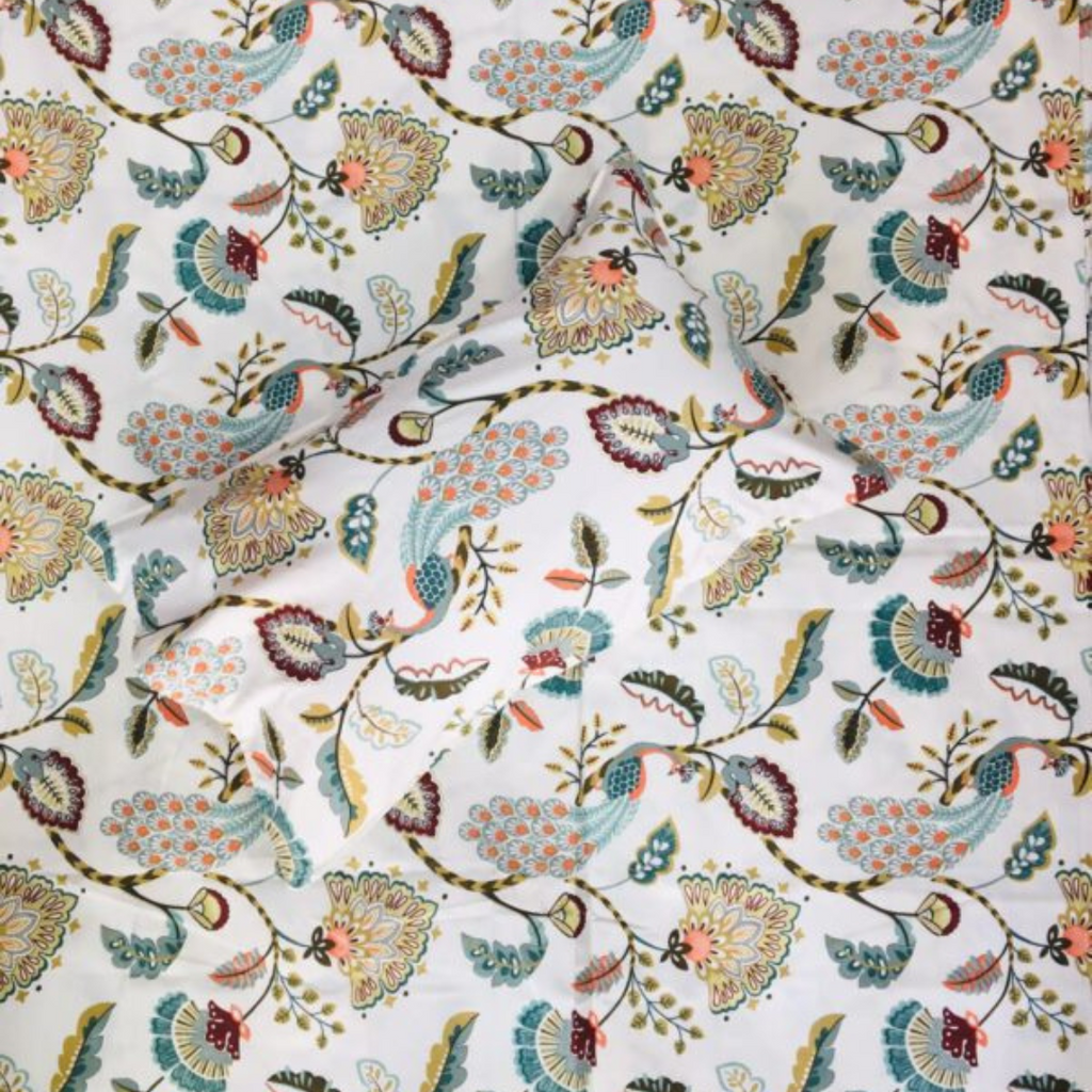 100% Cotton Mor Vatika Design Floral Printed King Size Bedhseet With Two Pillow Cover(100 X 108 In, Yellow)