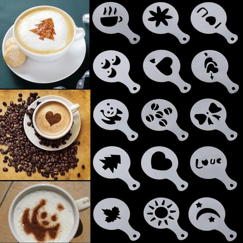 16-Piece Cappuccino Coffee Decorating Stencil Set – Latte Art Molds for Barista-Quality Designs and Stunning Coffee Creations