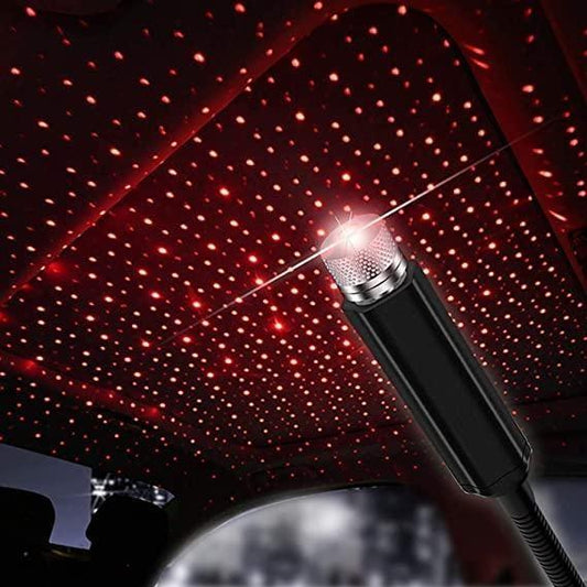 Star Lamp USB Car Star Ceiling Light Sky Projection Lamp Romantic Night Lights Car Fancy Lights (Red)