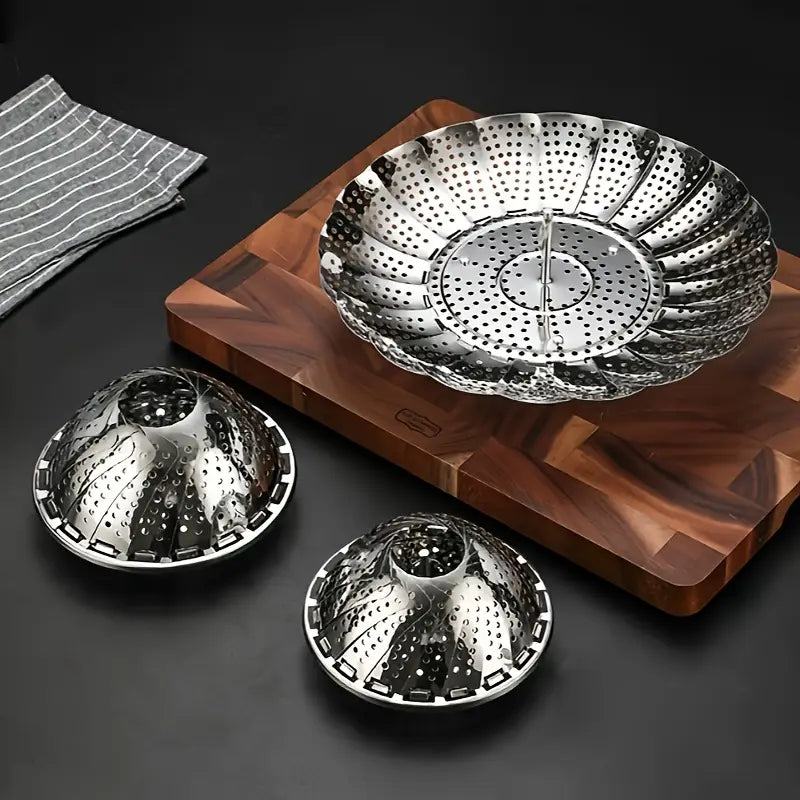 Premium Stainless Steel Vegetable Steamer Basket – Adjustable, Foldable Design for Broccoli & Veggies, Versatile & Durable Kitchen Essential