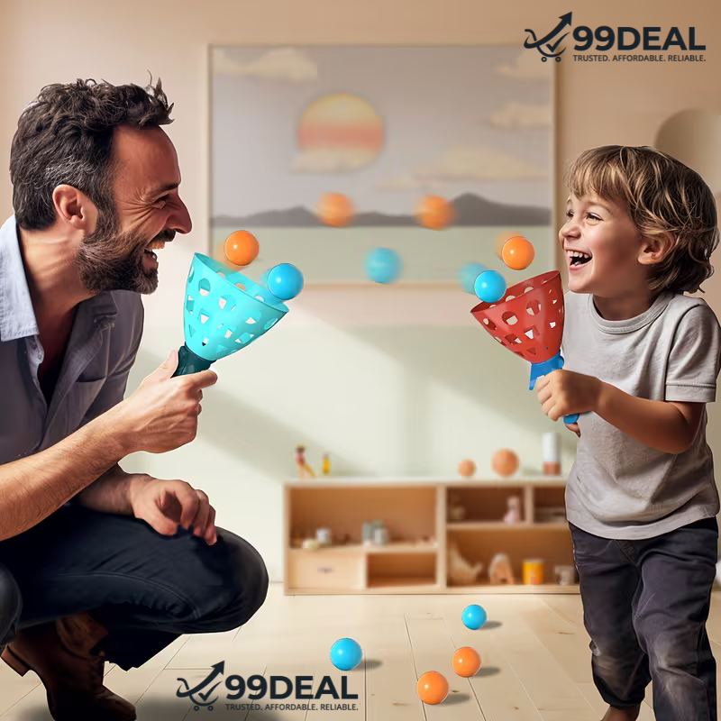 Kids Reaction Booster Play Kit – Fast Catch Action Game for Growing Champions | Dual Catch Cups & Soft Play Balls + GET FREE 6 BALL Extra, extra 6 boll