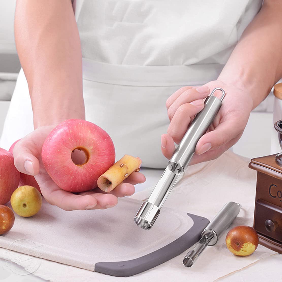 Stainless Steel Set Multifunctional Fruit & Vegetable Peelers with Apple Corer Straight Julienne Peeler Veggie Cutter Slicer for Kitchen (3pcs Set)