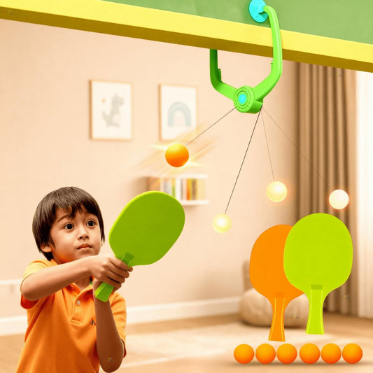 Solo Hanging Tennis Trainer Set with Elastic Ball + 4 Free Balls | Practice Anytime Anywhere