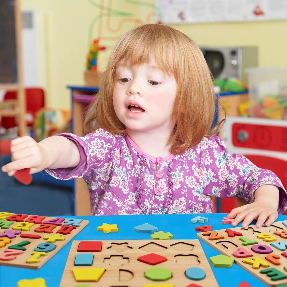 SET OF 3 - Wooden Learning Educational  Board for Kids, Activity Toys for Toddlers & Preschoolers ( ABCD + NUMBER + COLOR & SHAPE BOARD)