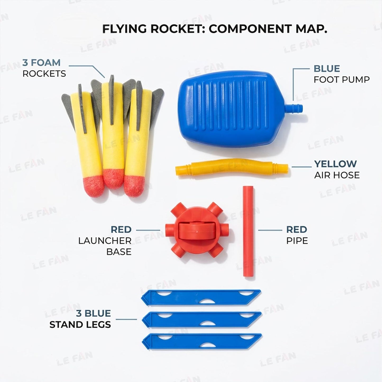 Air Powered Flying Rocket Toy for Kids, Foam Rocket Launcher Set with Foot Pump, Indoor & Outdoor Garden Game for Boys & Girls Age 3 4 5 6 7 8+ Flies Up to 150 ft No Batteries Required