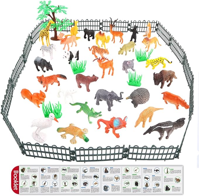 Realistic Mini Animal Figurines – Lion, Hippo, Tiger, Bear & More Safari Animals – Plastic Educational Toys for Kids