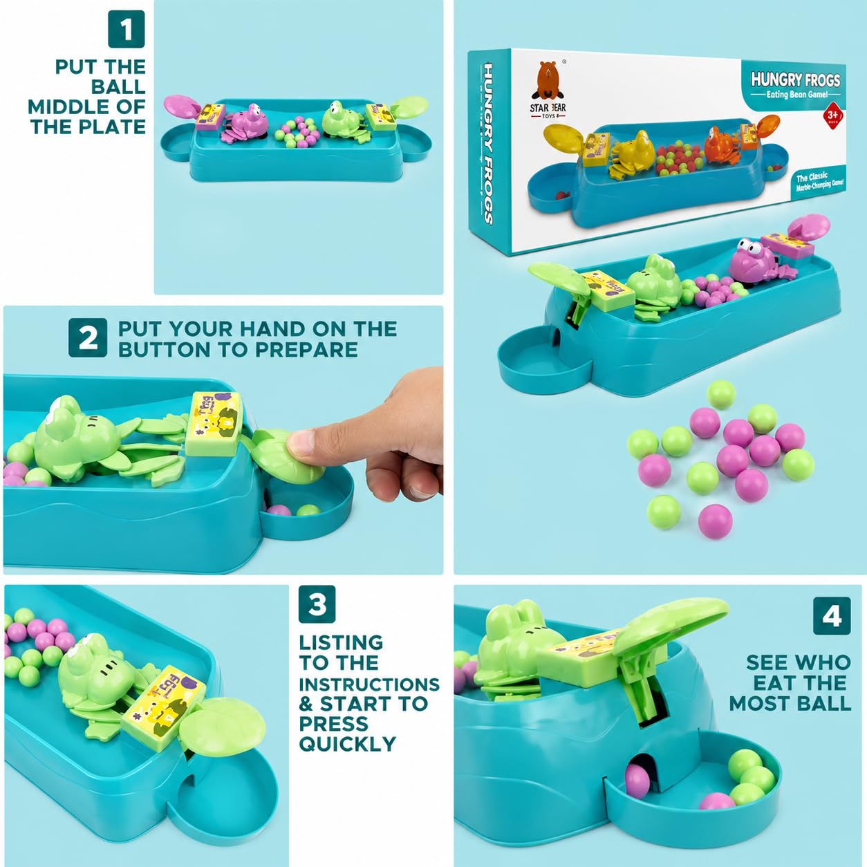 Hungry Frog Battle Board Game for Kids – 2 Player Family Indoor Brain BOOSTER Game
