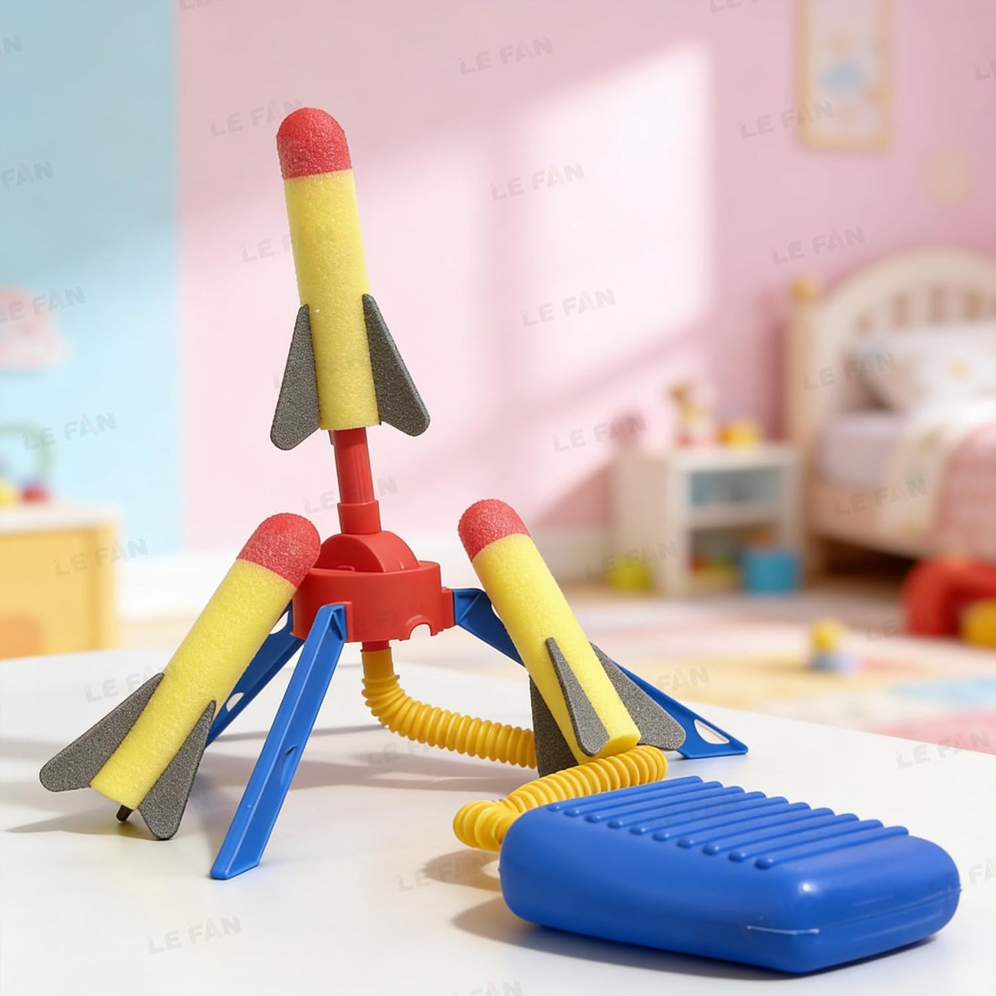 Air Powered Flying Rocket Toy for Kids, Foam Rocket Launcher Set with Foot Pump, Indoor & Outdoor Garden Game for Boys & Girls Age 3 4 5 6 7 8+ Flies Up to 150 ft No Batteries Required