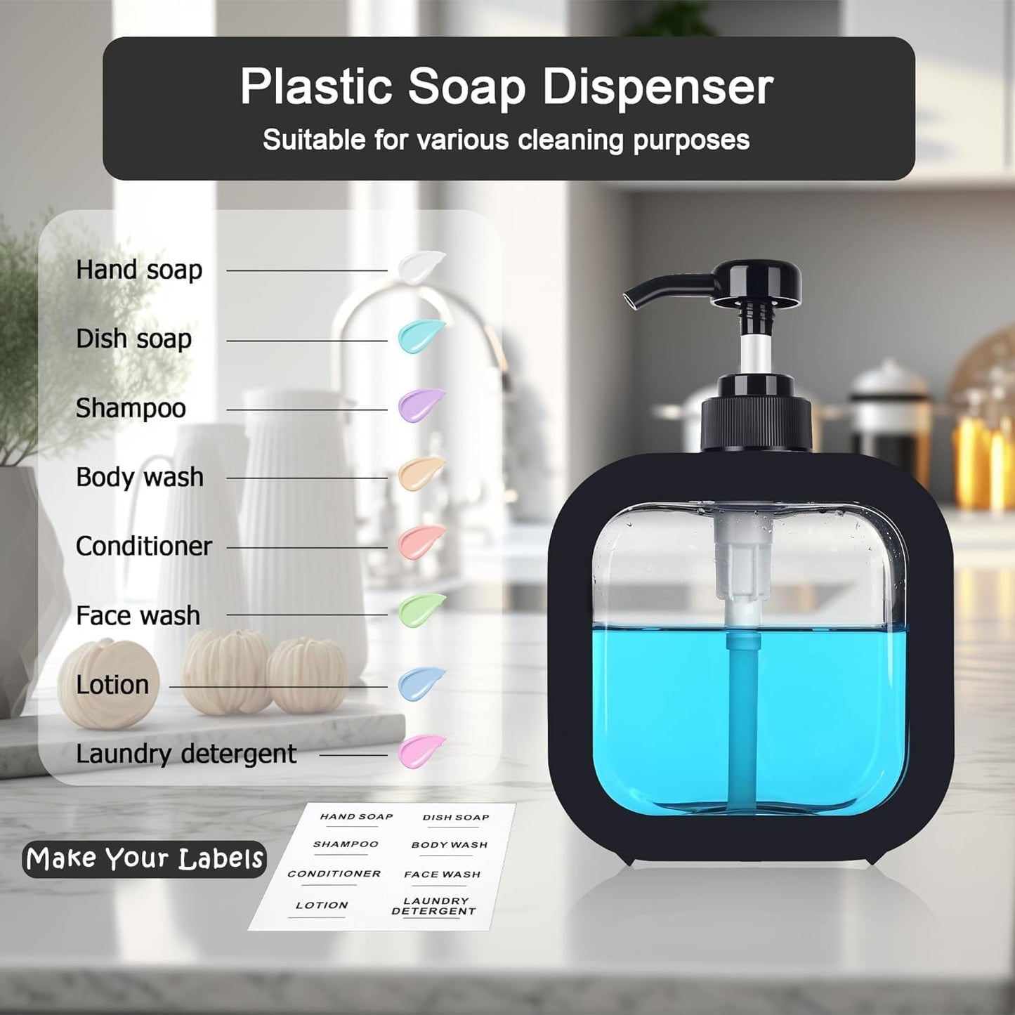 Soap Dispenser For Bathroom Kitchen Large-Capacity Dispensing Bottled