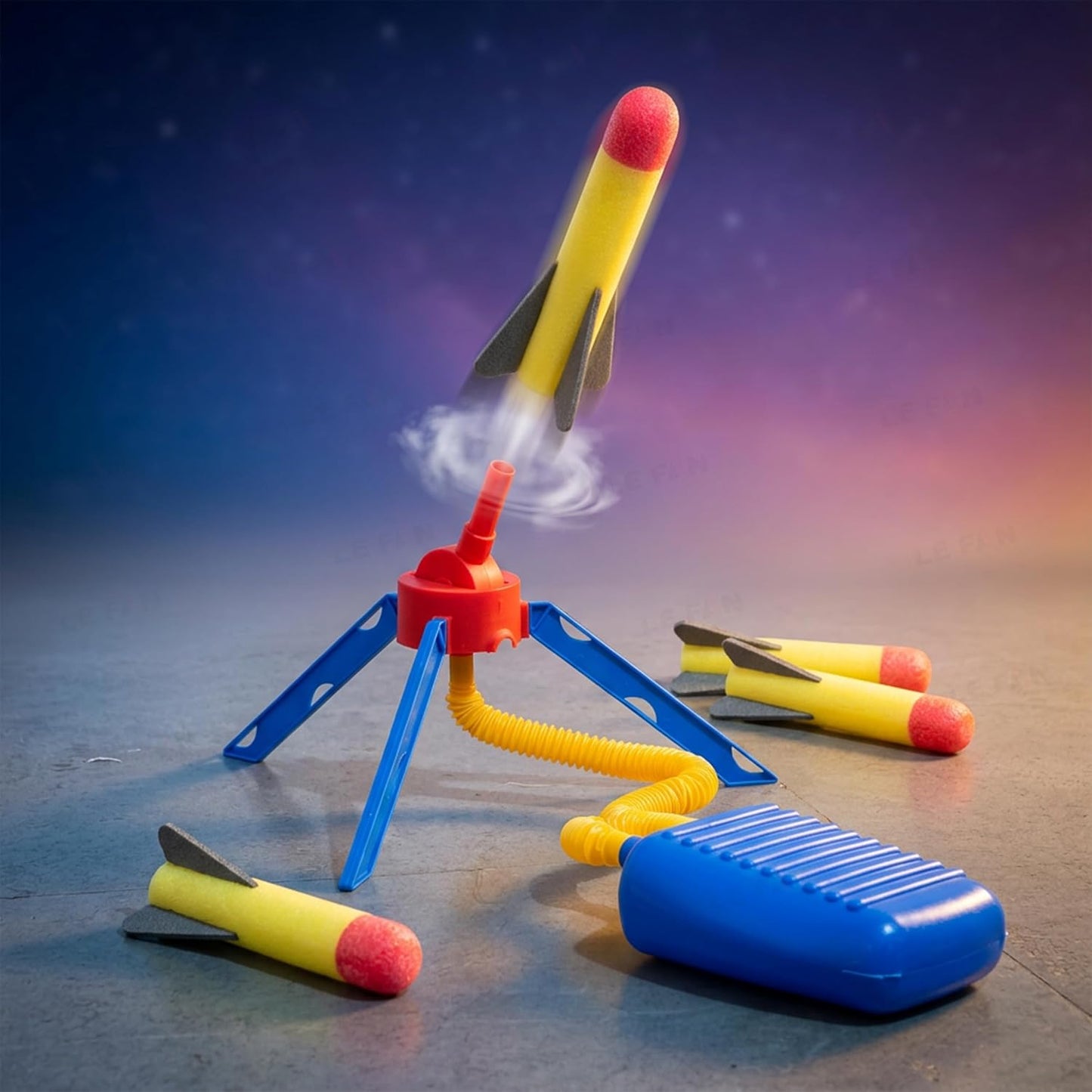 Air Powered Flying Rocket Toy for Kids, Foam Rocket Launcher Set with Foot Pump, Indoor & Outdoor Garden Game for Boys & Girls Age 3 4 5 6 7 8+ Flies Up to 150 ft No Batteries Required