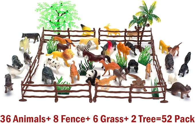 Realistic Mini Animal Figurines – Lion, Hippo, Tiger, Bear & More Safari Animals – Plastic Educational Toys for Kids