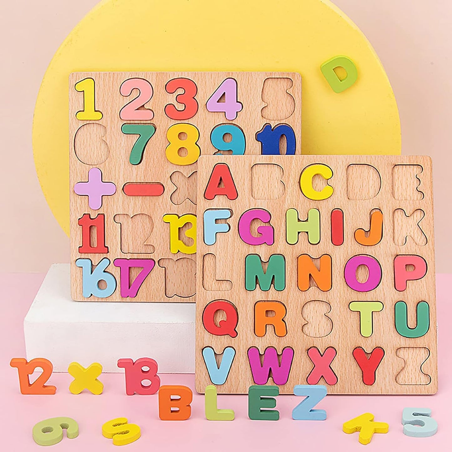 SET OF 3 - Wooden Learning Educational  Board for Kids, Activity Toys for Toddlers & Preschoolers ( ABCD + NUMBER + COLOR & SHAPE BOARD)