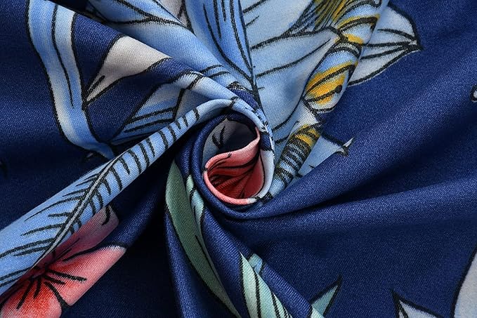 Blue Floral Printed Cotton Elastic Corner Fitted Bedsheet Set Includes 2 Pillow Covers