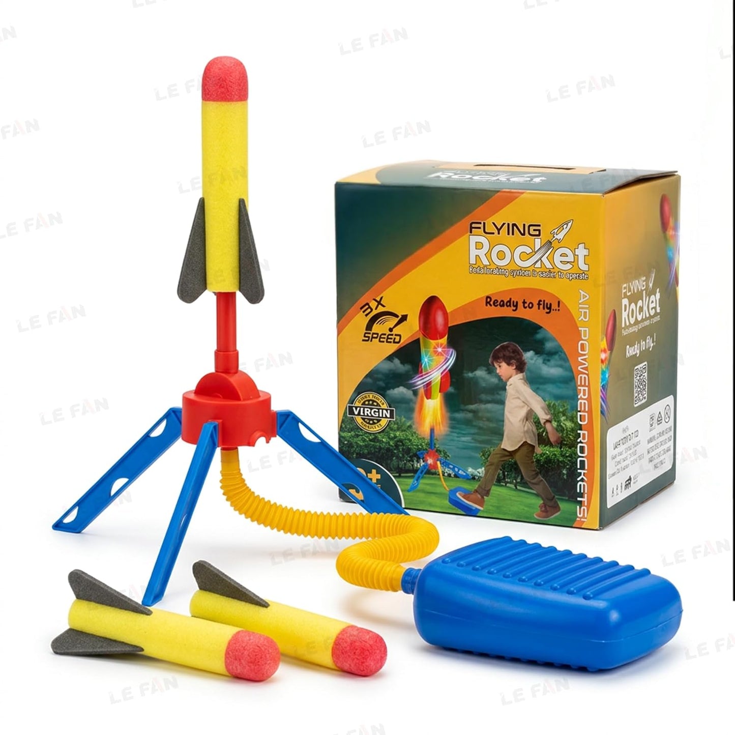Air Powered Flying Rocket Toy for Kids, Foam Rocket Launcher Set with Foot Pump, Indoor & Outdoor Garden Game for Boys & Girls Age 3 4 5 6 7 8+ Flies Up to 150 ft No Batteries Required
