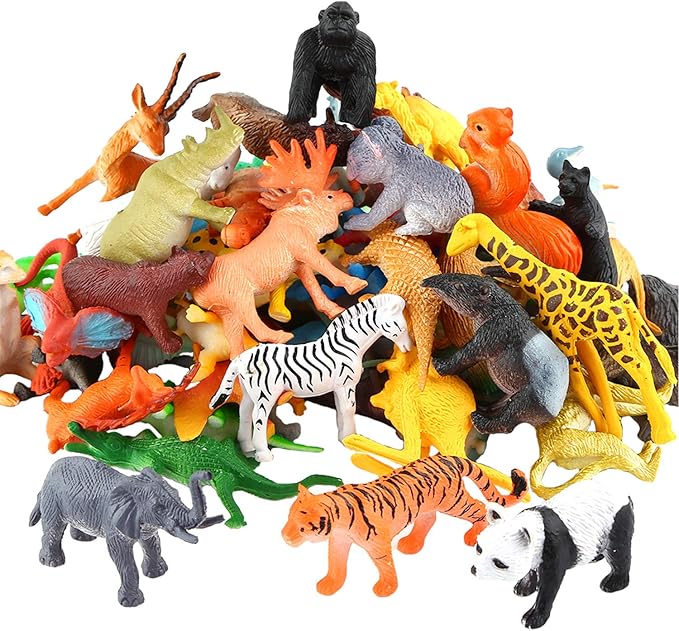 Realistic Mini Animal Figurines – Lion, Hippo, Tiger, Bear & More Safari Animals – Plastic Educational Toys for Kids