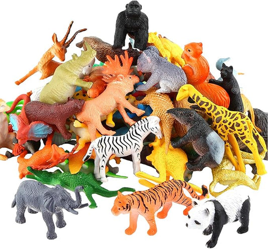 Realistic Mini Animal Figurines – Lion, Hippo, Tiger, Bear & More Safari Animals – Plastic Educational Toys for Kids