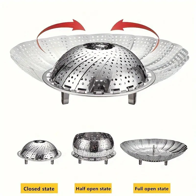 Premium Stainless Steel Vegetable Steamer Basket – Adjustable, Foldable Design for Broccoli & Veggies, Versatile & Durable Kitchen Essential