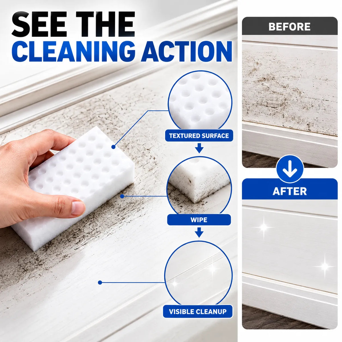 Buy 2 Get 2 FREE - High-Density Multi-Surface Cleaning Sponge – Tough Stain & Dirt Remover ( Pack of 4 pcs )