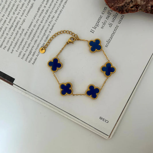 Flower Design Anti Tarnish Clover blue  Bracelet