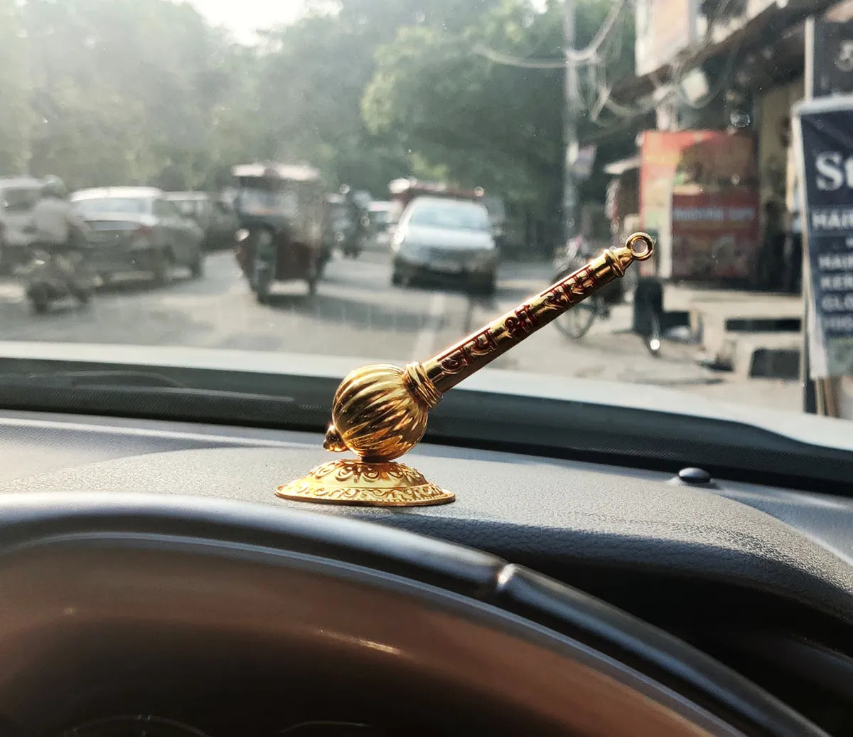 Metal Made Bajrang Bali Small Gada with Stand for Keeping in Home Temple/car Dashboard or Gifting to Hanuman ji