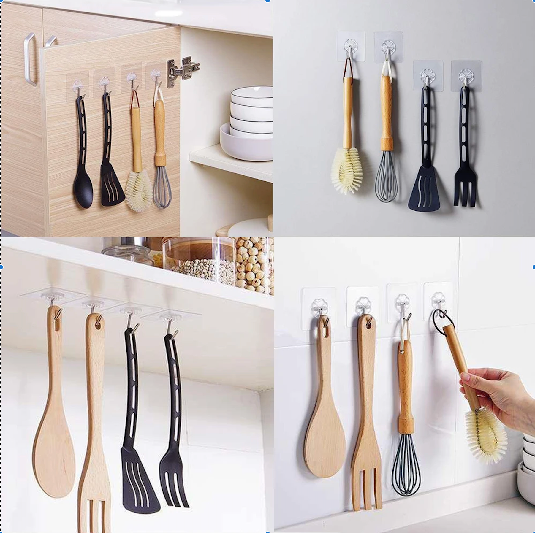 ADHESIVE STICKERS ABS PLASTIC + STEEL HOOK HANGER (SET OF 20 PCS)