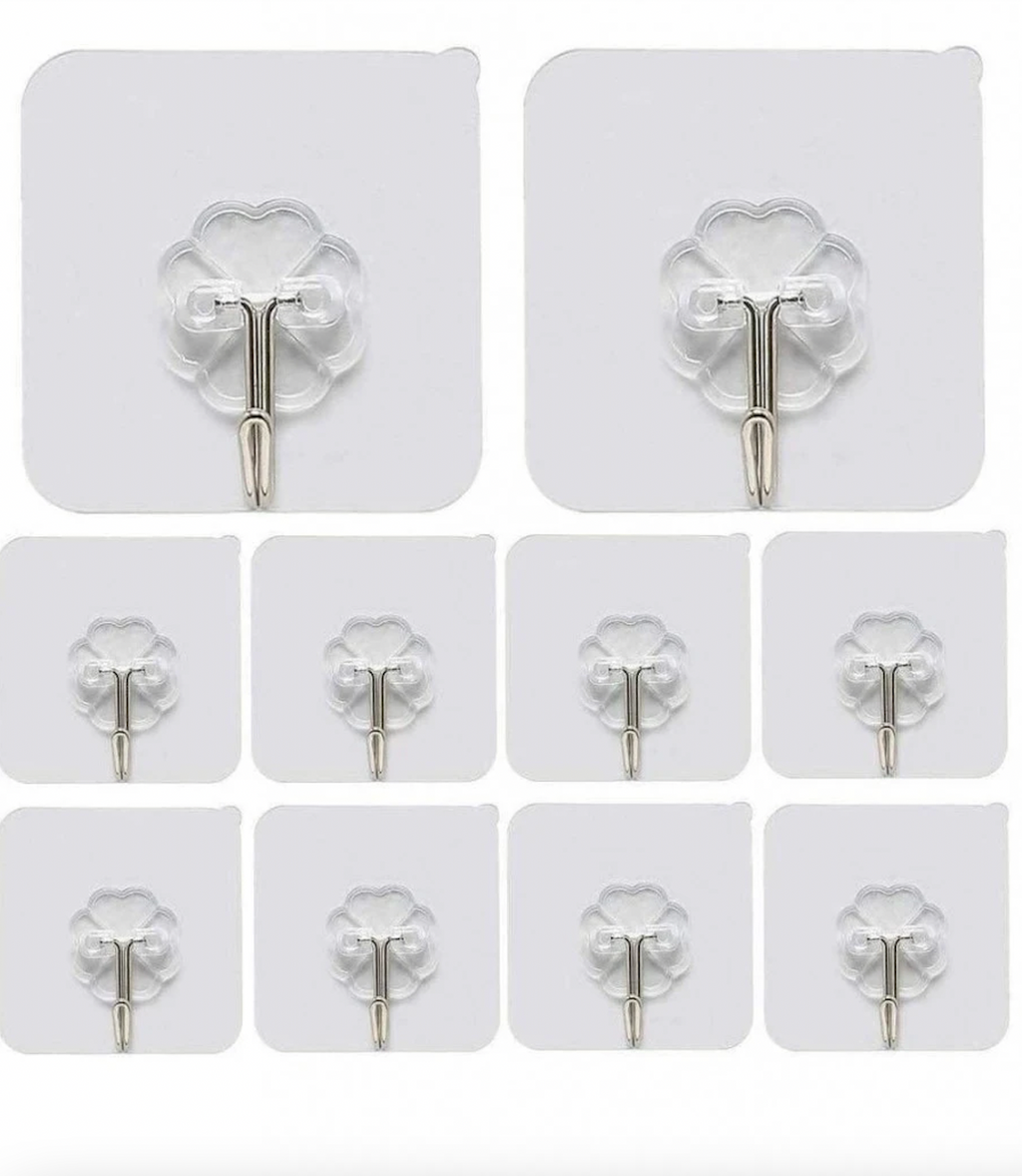 ADHESIVE STICKERS ABS PLASTIC + STEEL HOOK HANGER (SET OF 20 PCS)