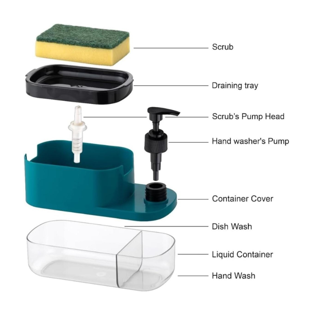 3 in 1 Soap Pump Dispenser Dish Soap Liquid Dispenser Sponge Holder