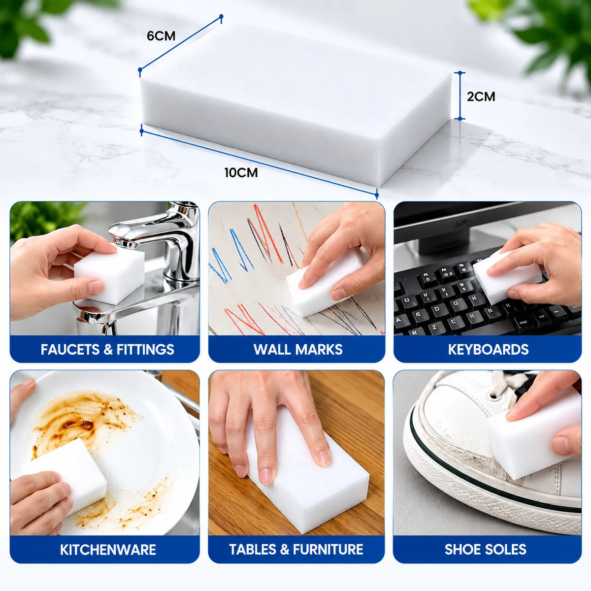 Buy 2 Get 2 FREE - High-Density Multi-Surface Cleaning Sponge – Tough Stain & Dirt Remover ( Pack of 4 pcs )