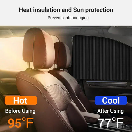 Magnetic Car Window Curtain | Heat & Sunshade Protection (4 Pcs)
