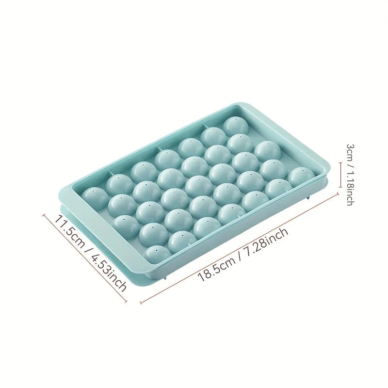BUY1 GET1 FREE Premium Ice Trays – 33 Diamond Spheres, Stackable, Pastel Pink-Blue-Green, Easy-Release, Food-Grade, Perfect for Cocktails.