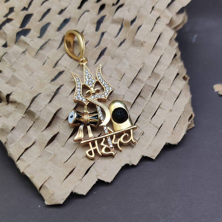 24k Gold Plated Mahadev Rudraksha Mala with Pendant