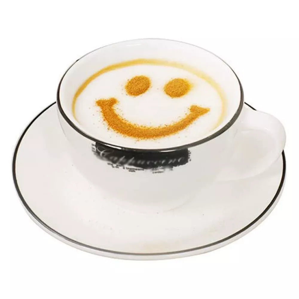 16-Piece Cappuccino Coffee Decorating Stencil Set – Latte Art Molds for Barista-Quality Designs and Stunning Coffee Creations