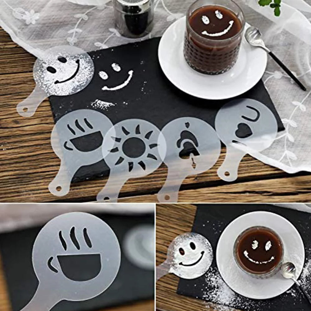 16-Piece Cappuccino Coffee Decorating Stencil Set – Latte Art Molds for Barista-Quality Designs and Stunning Coffee Creations